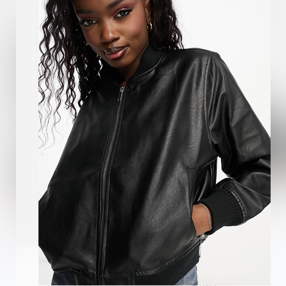 Cotton:On - Faux Leather Bomber Jacket